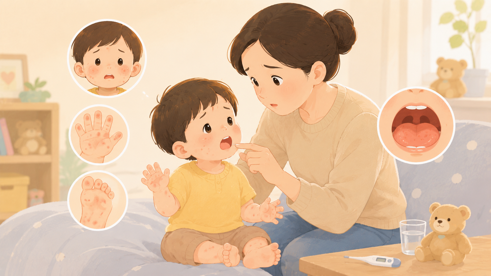 아이 수족구 대처법 : 증상&middot;잠복기&middot;격리기간&middot;집에서 관리법 총정리 (2026)