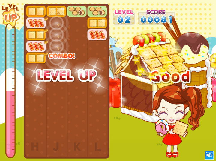 슈의-얌얌-하우스-과자-매치-퍼즐-플래시게임-플레이-레벨이-오르는-화면