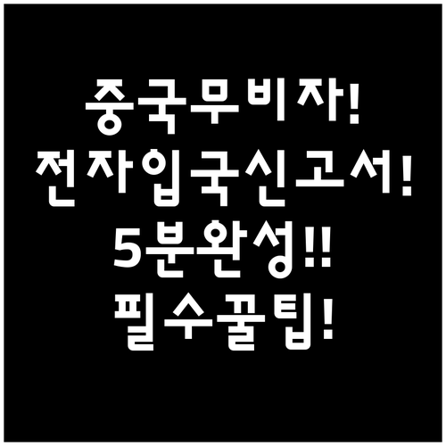 중국 무비자 여행 전 필수, 전자 입..
