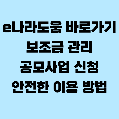 e나라도움 바로가기 보조금 관리·공모사업 신청·안전한 이용 방법