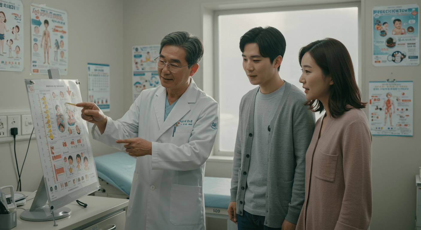 소아과 의사가 부모에게 성장곡선을 보여주며 설명하는 장면 2
