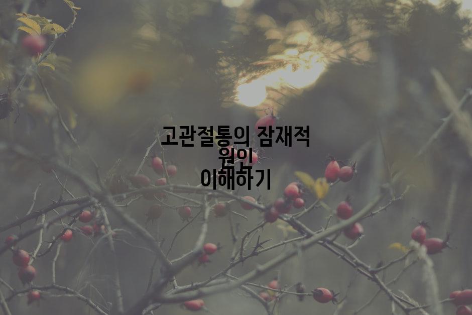 고관절통의 잠재적 원인 이해하기