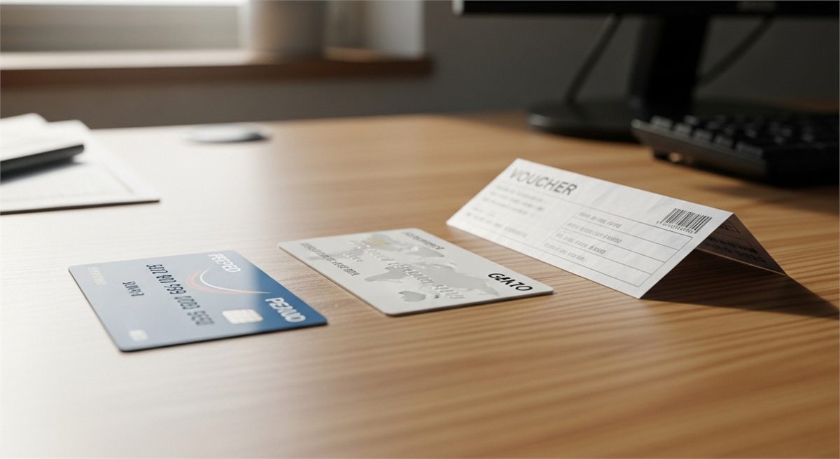 카드와 상품권, 선불카드 형태를 상징적으로 배치한 장면