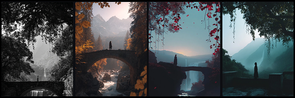 근경·중경·원경을 프롬프트 구조로 적용해 깊이감 있는 장면을 생성한 예시 이미지_Midjourney