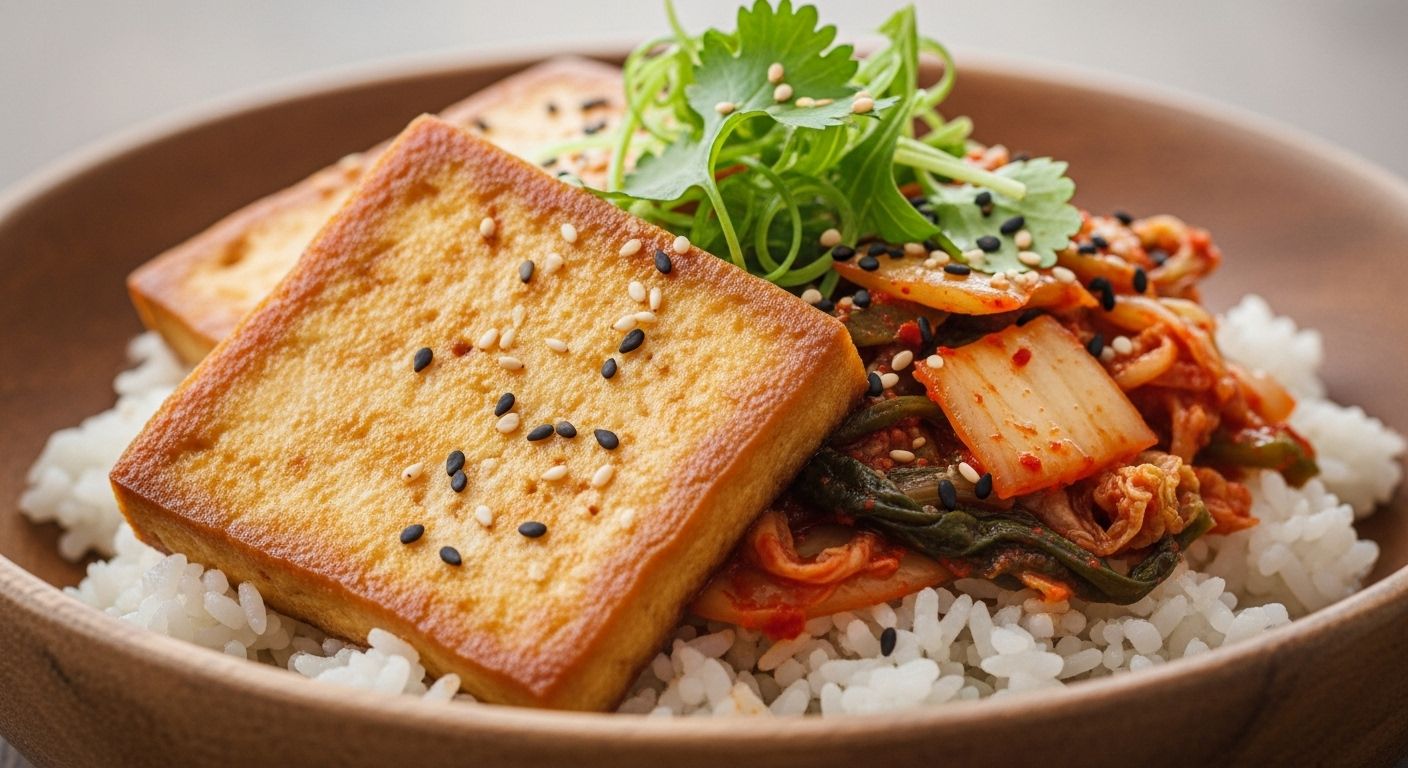 두부와 김치를 볶아 만든 고단백 저탄수 식단
