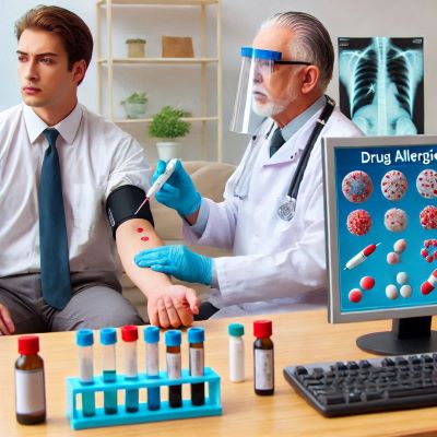 약물 알레르기 반응으로 검진 받는 환자