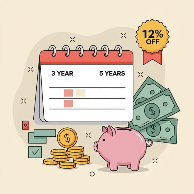 3년 vs 5년과 우대형 12% 시각화