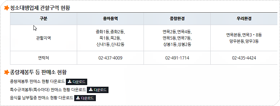 서울 중랑구 종량제봉투 파는 곳
