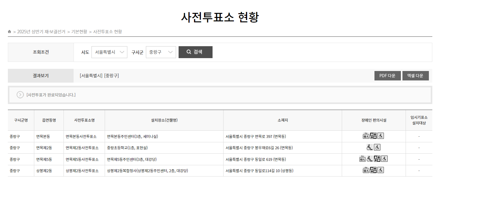 2025 재보궐 선거 사전투표 본투표 일정 장소 찾기