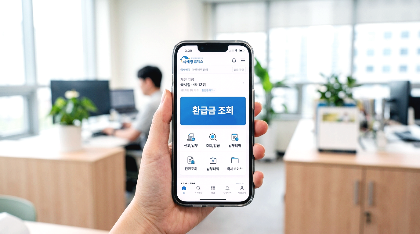 손택스 앱을 통해 직접 종합소득세 환급금을 조회하는 모습.