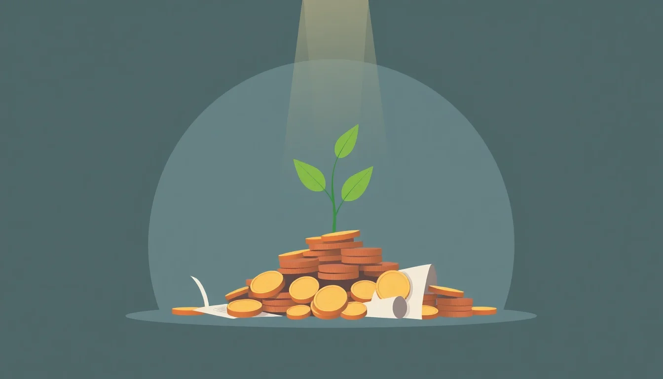 동전 더미 위에서 자라는 식물