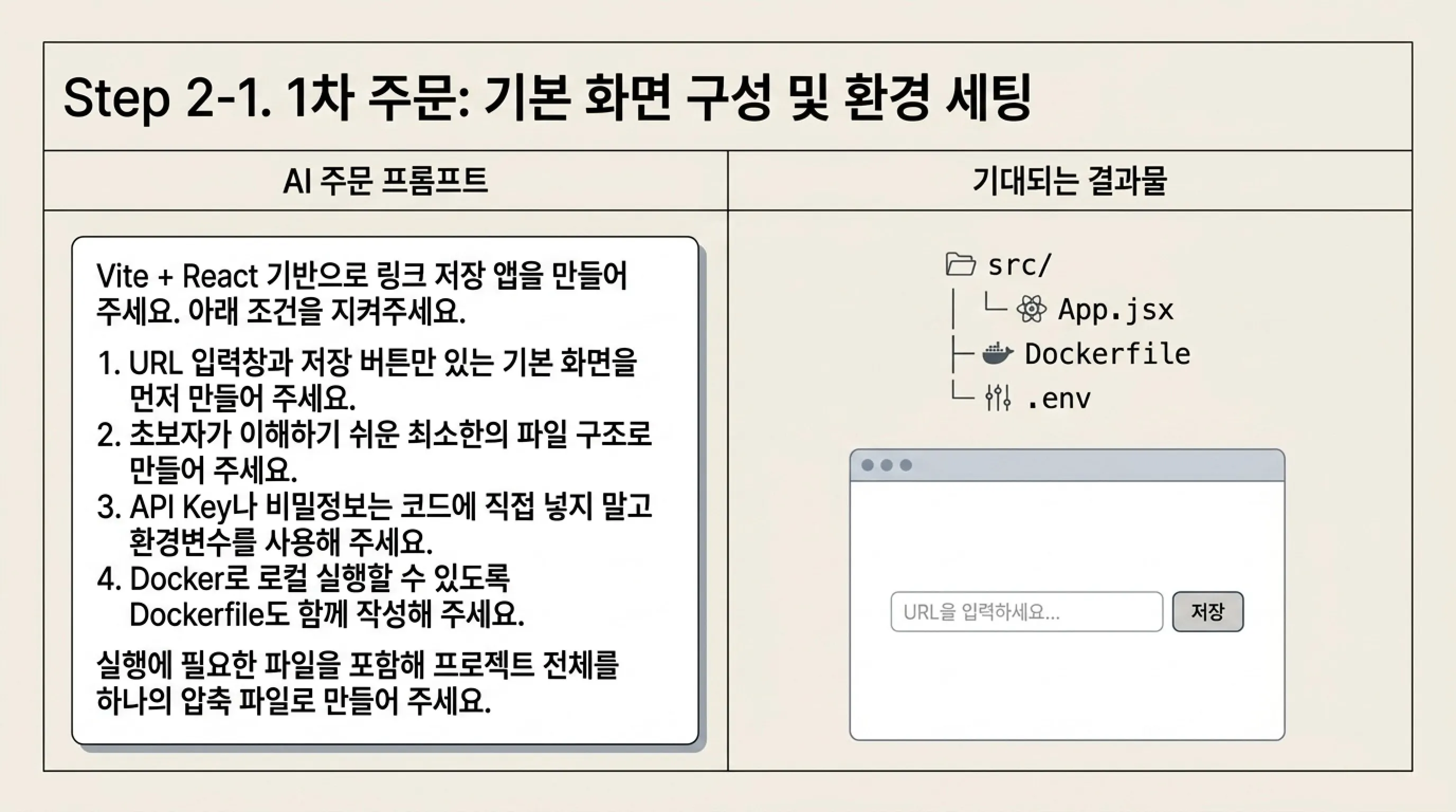 바이브코딩 실습 프로젝트 2단계: AI에게 첫 주문 1차 주문 기본 화면 구성