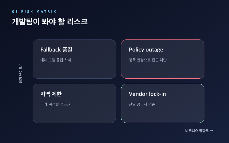 [LLM] 최신 AI 모델 소식, 개발자 영향과 활용 포인트 리스크 매트릭스