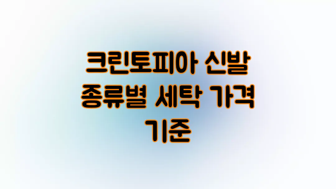 크린토피아 신발 종류별 세탁 가격 기준