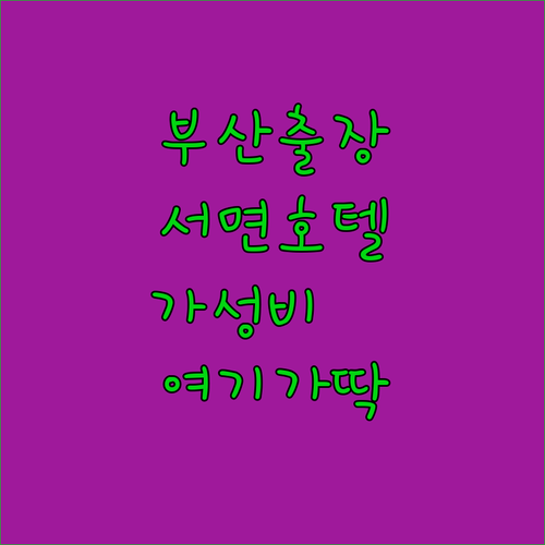 부산 비즈니스 출장객을 위한 서면 가..