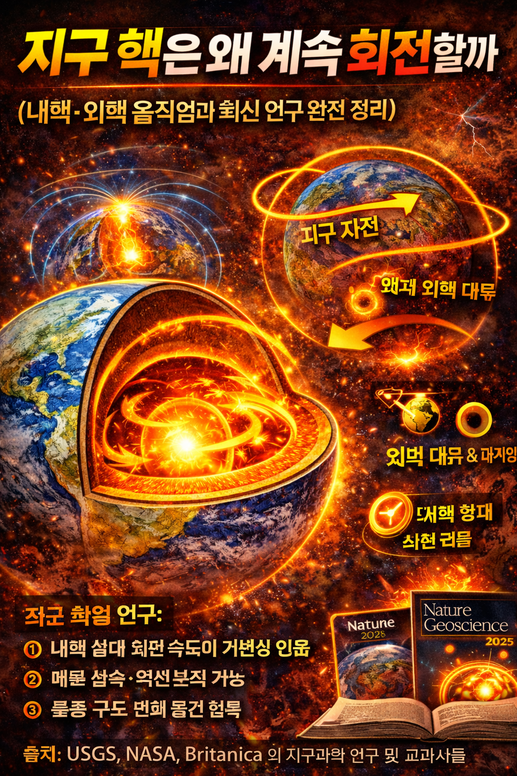 지구 핵은 왜 계속 회전할까 내핵·외핵 움직임 완전 정리