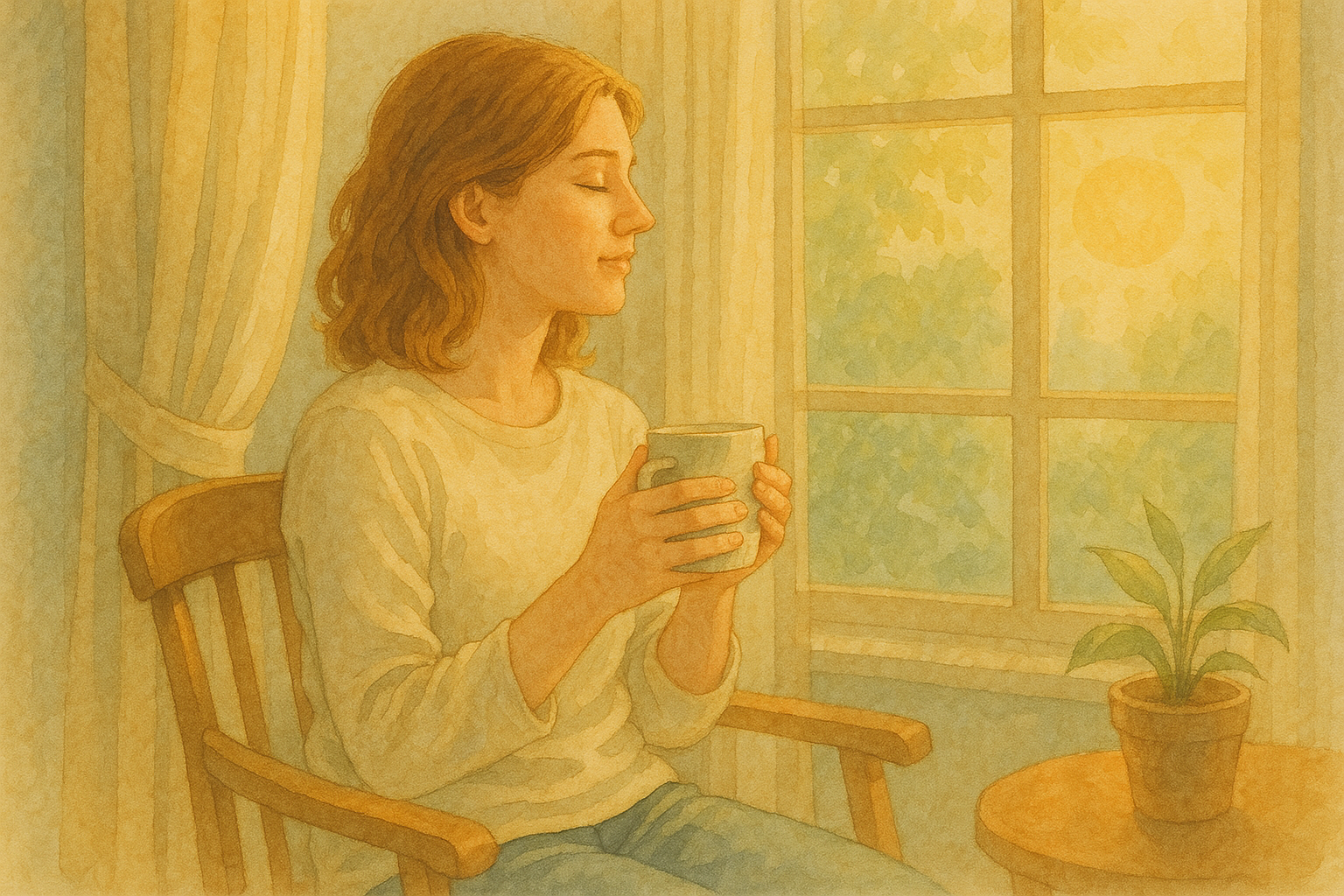 조용한 아침의 따스한 빛