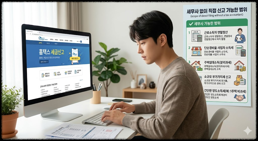 세무사 없이 신고 가능한 범위, 어디까지 직접 할 수 있을까