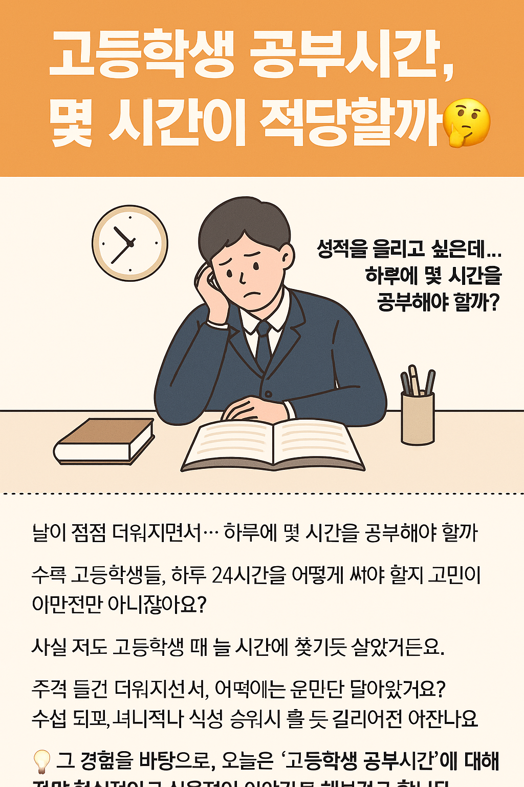 고등학생 공부시간, 몇 시간이 적당할까?