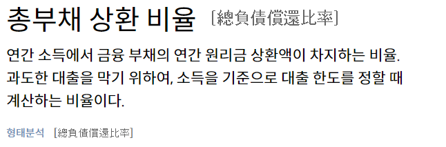 총부채 상환 비율(DTI)