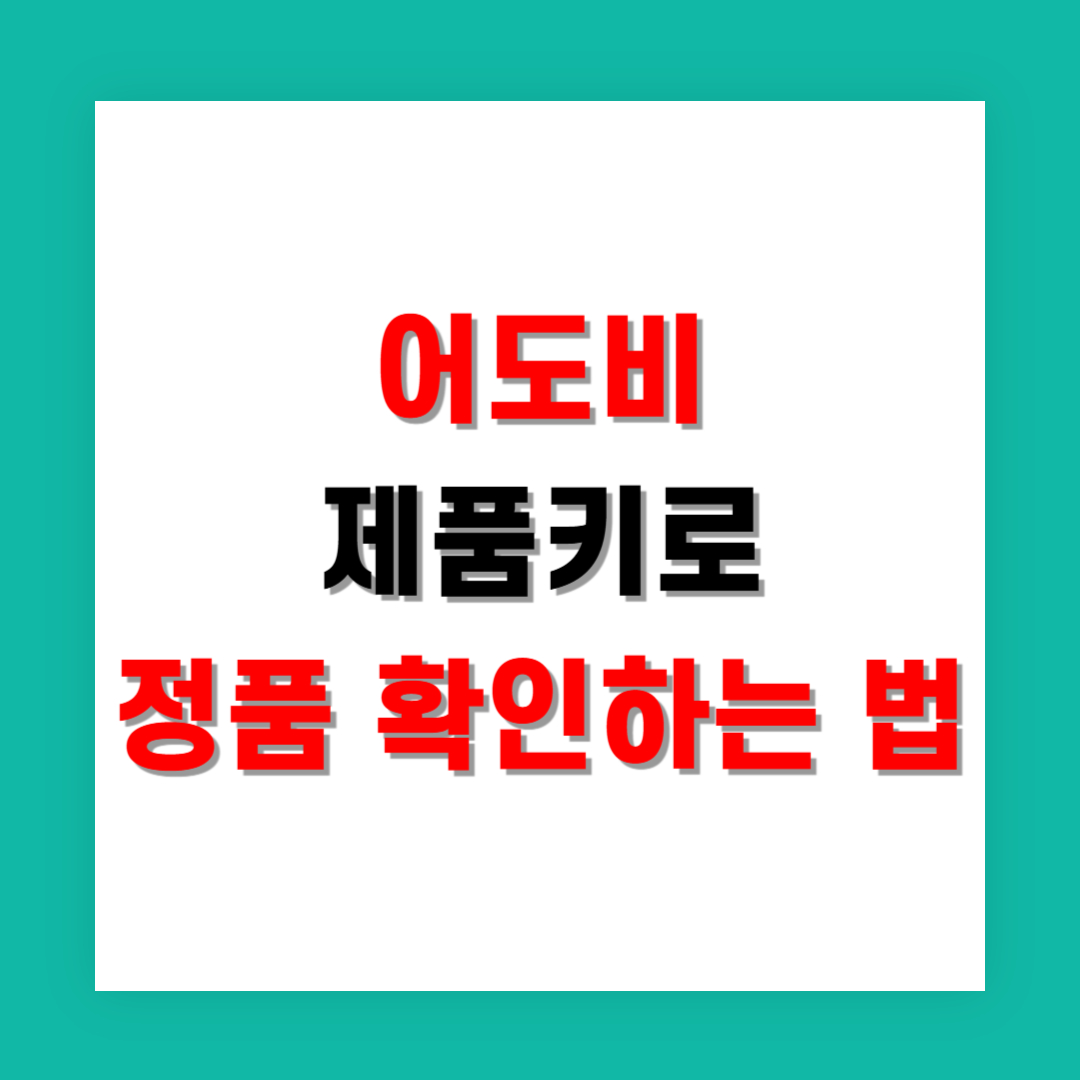 어도비 제품 키로 정품 확인하는 법