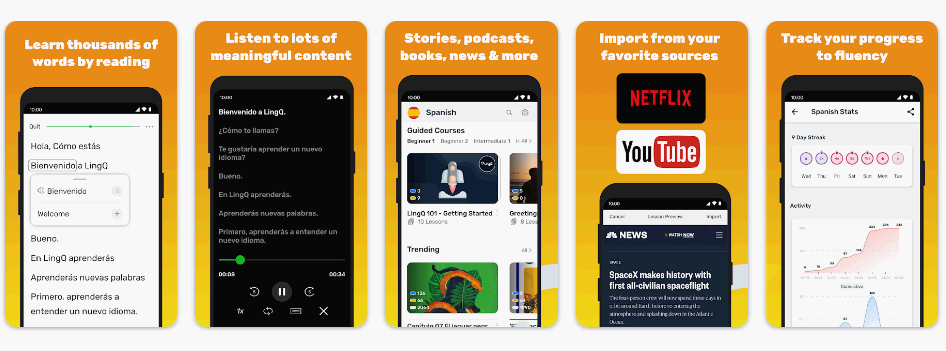 흥미있는 컨텐츠를 선택하여 외국어를 공부하는 어플