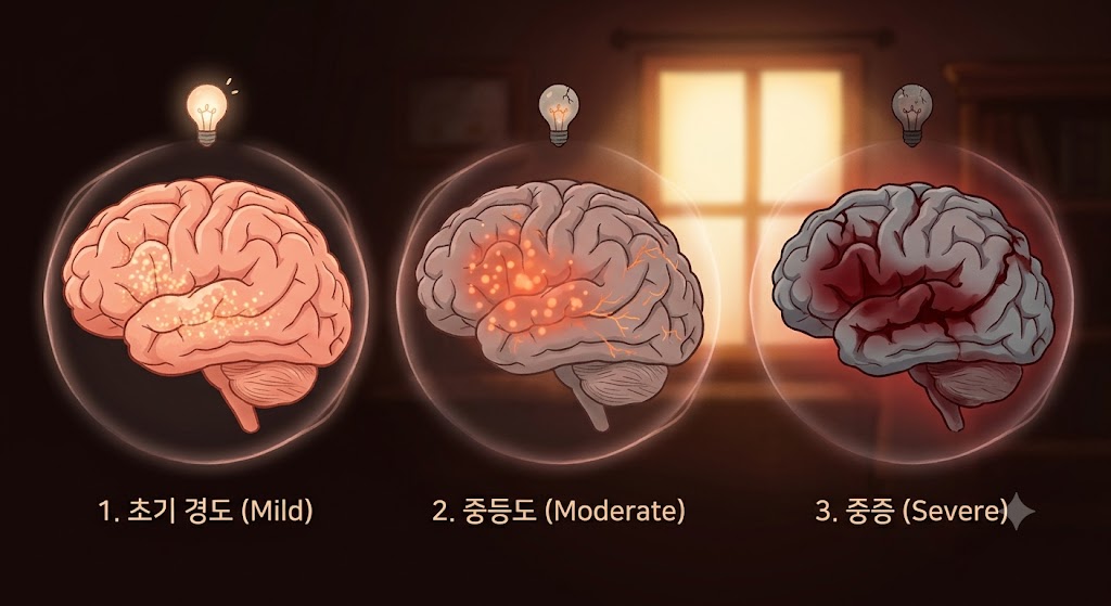 뇌의 병리 변화를 나타내는 모습