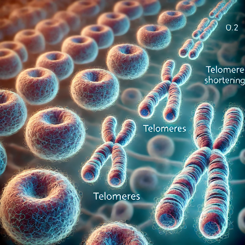 텔로미어 길이가 감소하고 있는 모습