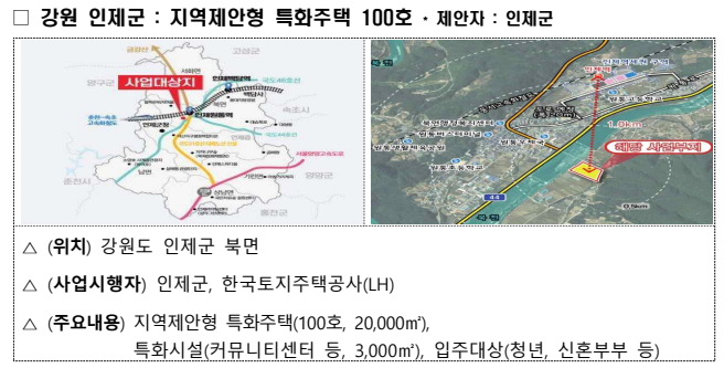 강원 인제군 지역제안형 특화주택 100호