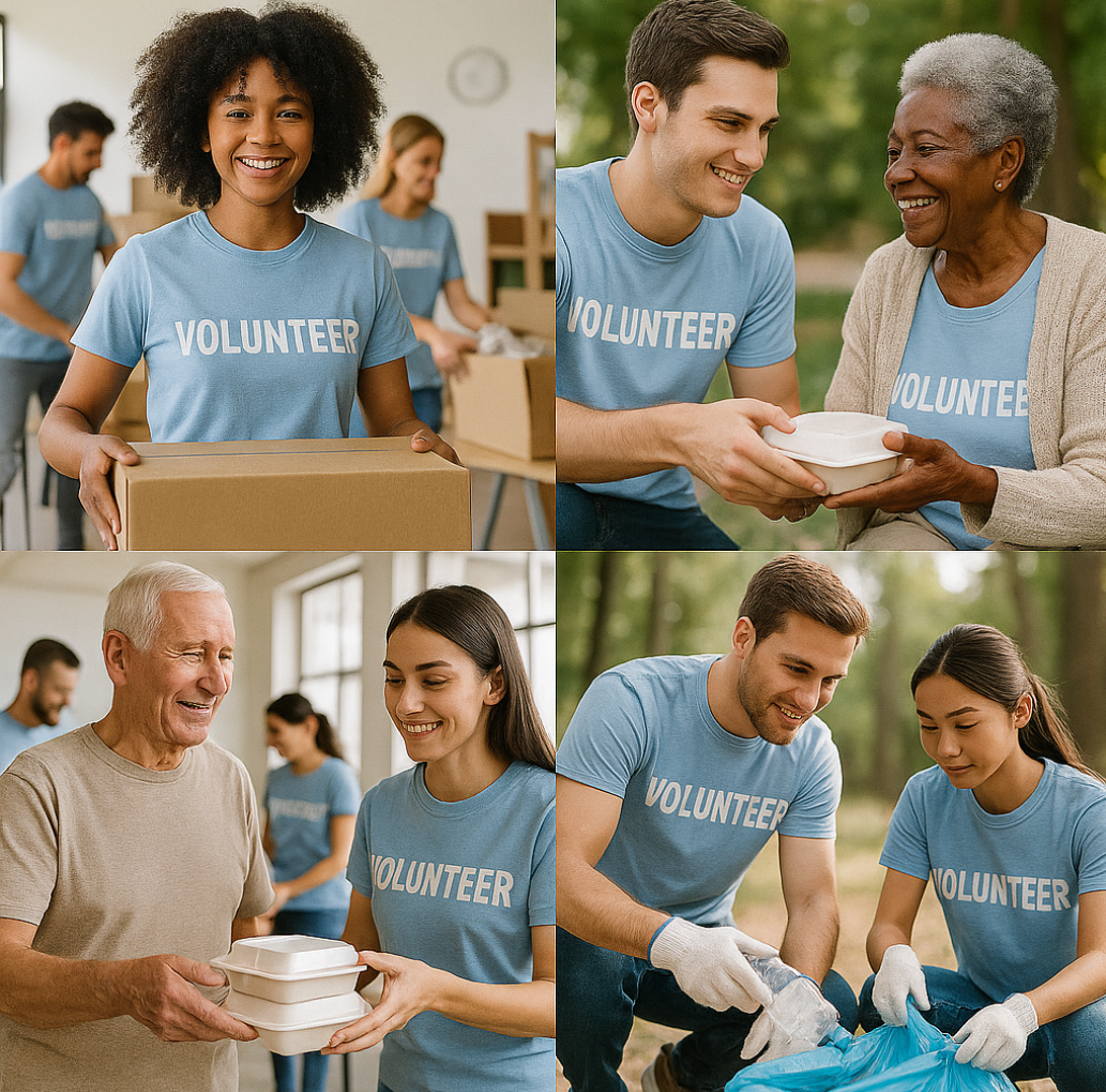 자원봉사를 하는 대학생들 이미지 입니다.