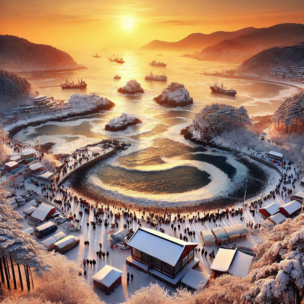 忠清道西海岸五瑞山的冬天景色