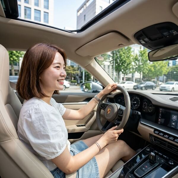 차량을 운전하고 있는 모습