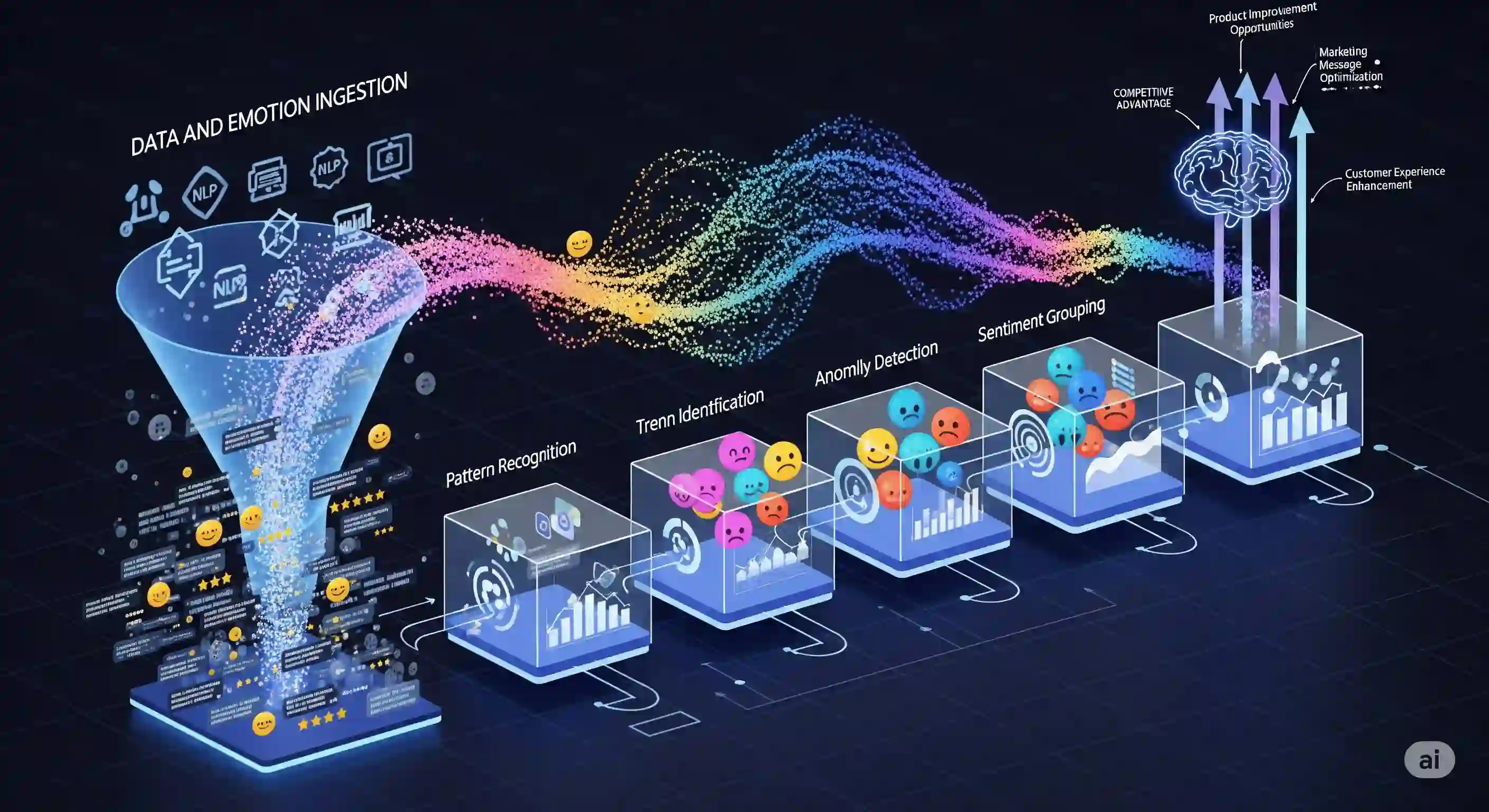 <img src="customer-emotion-driven-strategy.webp" alt="고객의 진심을 기반으로 전략을 설계하는 알고리즘의 과정을 시각화한 이미지입니다">