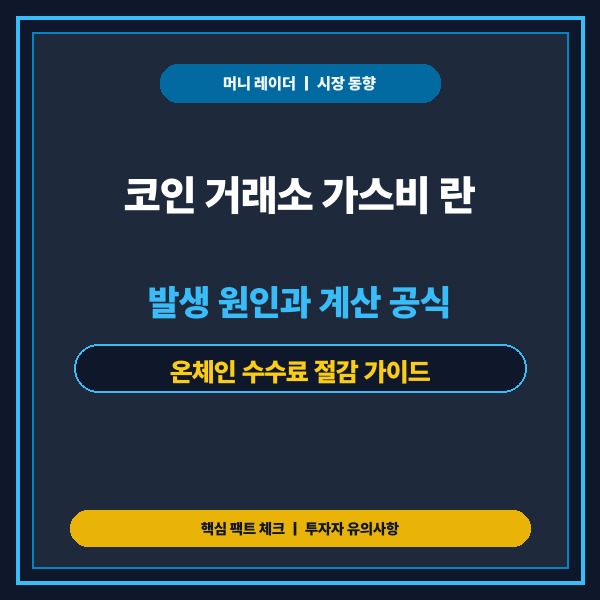 코인 거래소 가스비 란 개념과 계산 공식 및 수수료 절감 가이드 - 대표