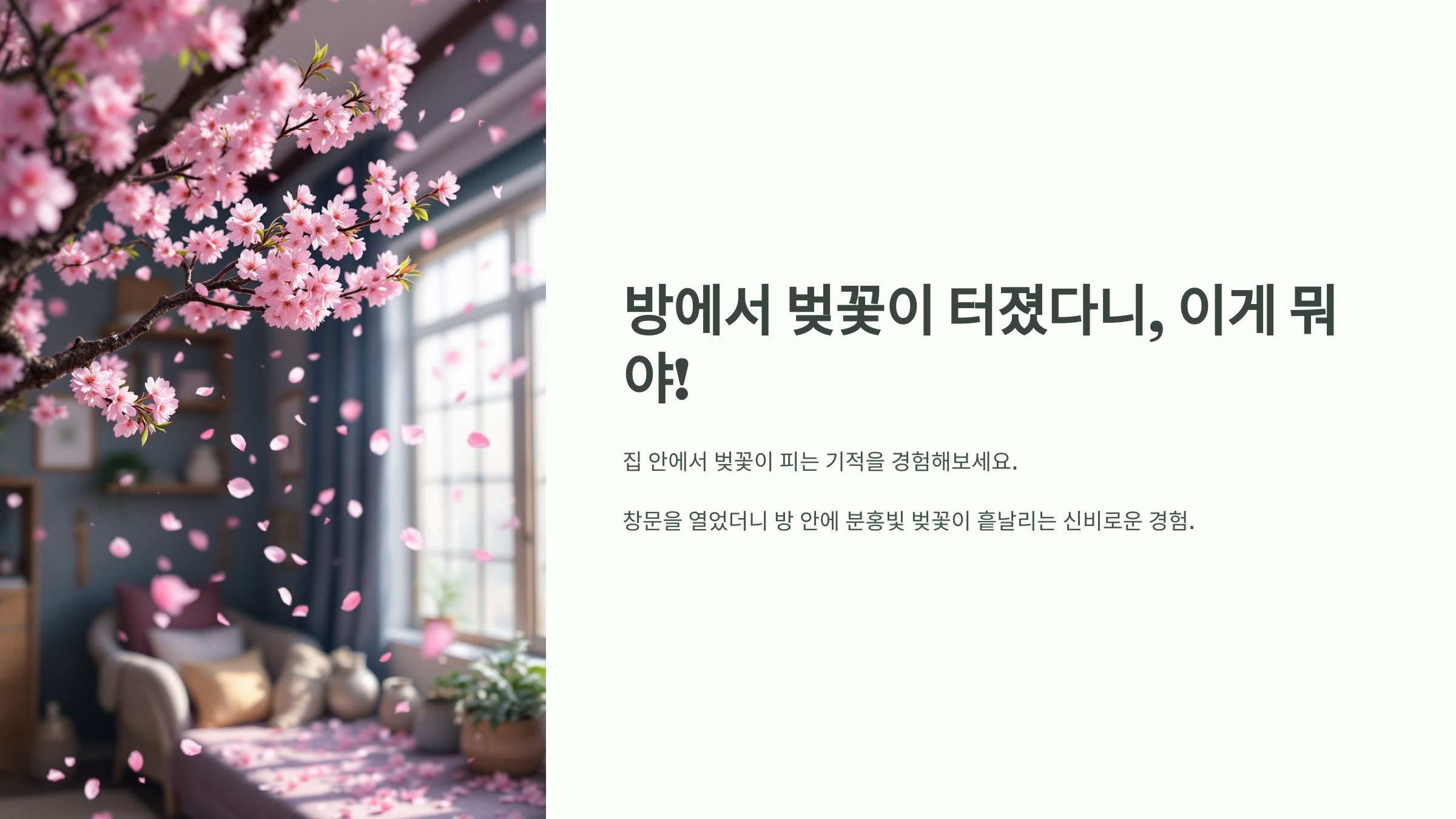 방에서 벚꽃이 터졌다니, 이게 뭐야!