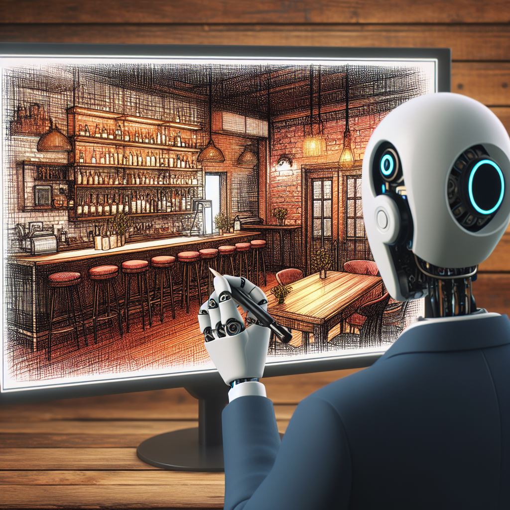 AI 프로그램을 활용하여 구현한 미래형 카페 인테리어 콘셉트 사례