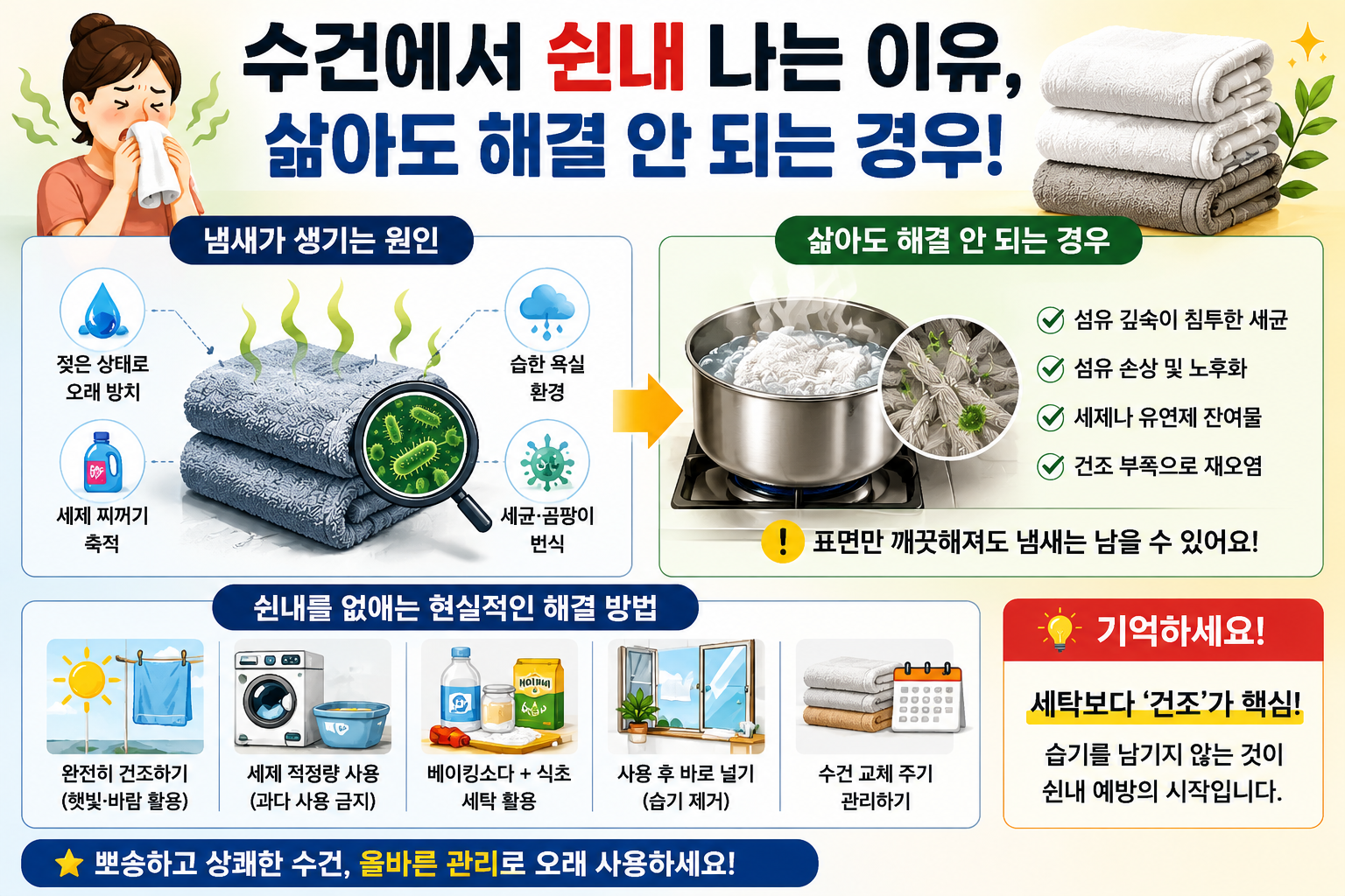 수건에서 쉰내 나는 이유 인포그래픽