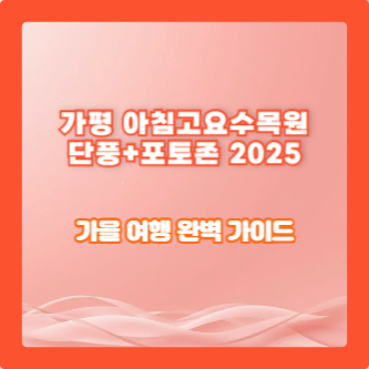 가평 아침고요수목원 – 단풍+포토존 2025｜가을 여행 완벽 가이드
