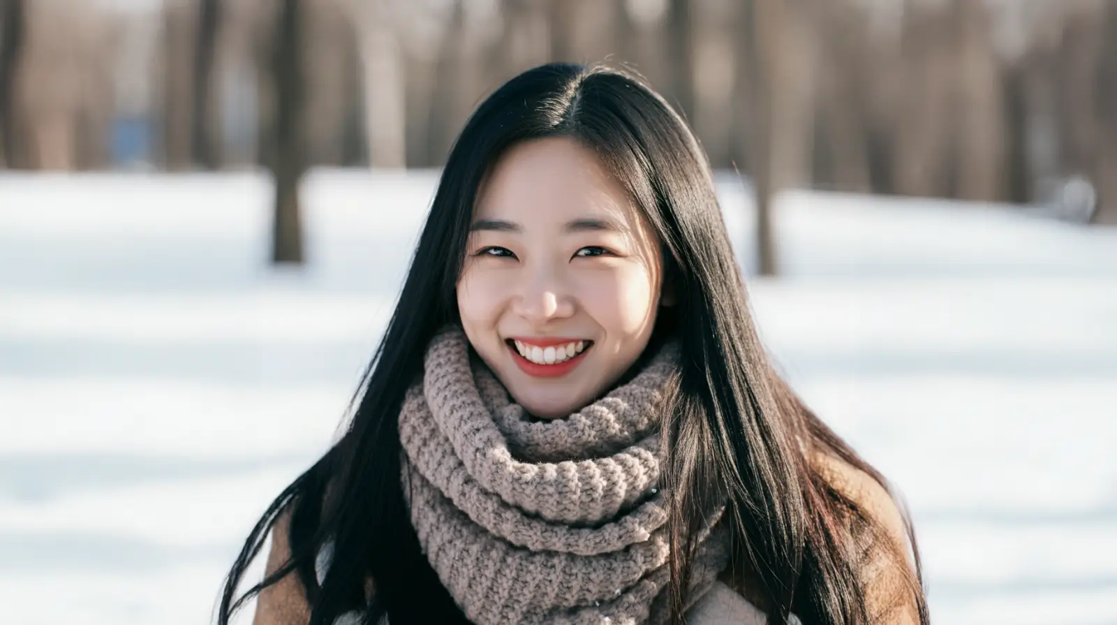 겨울 풍경과 여성