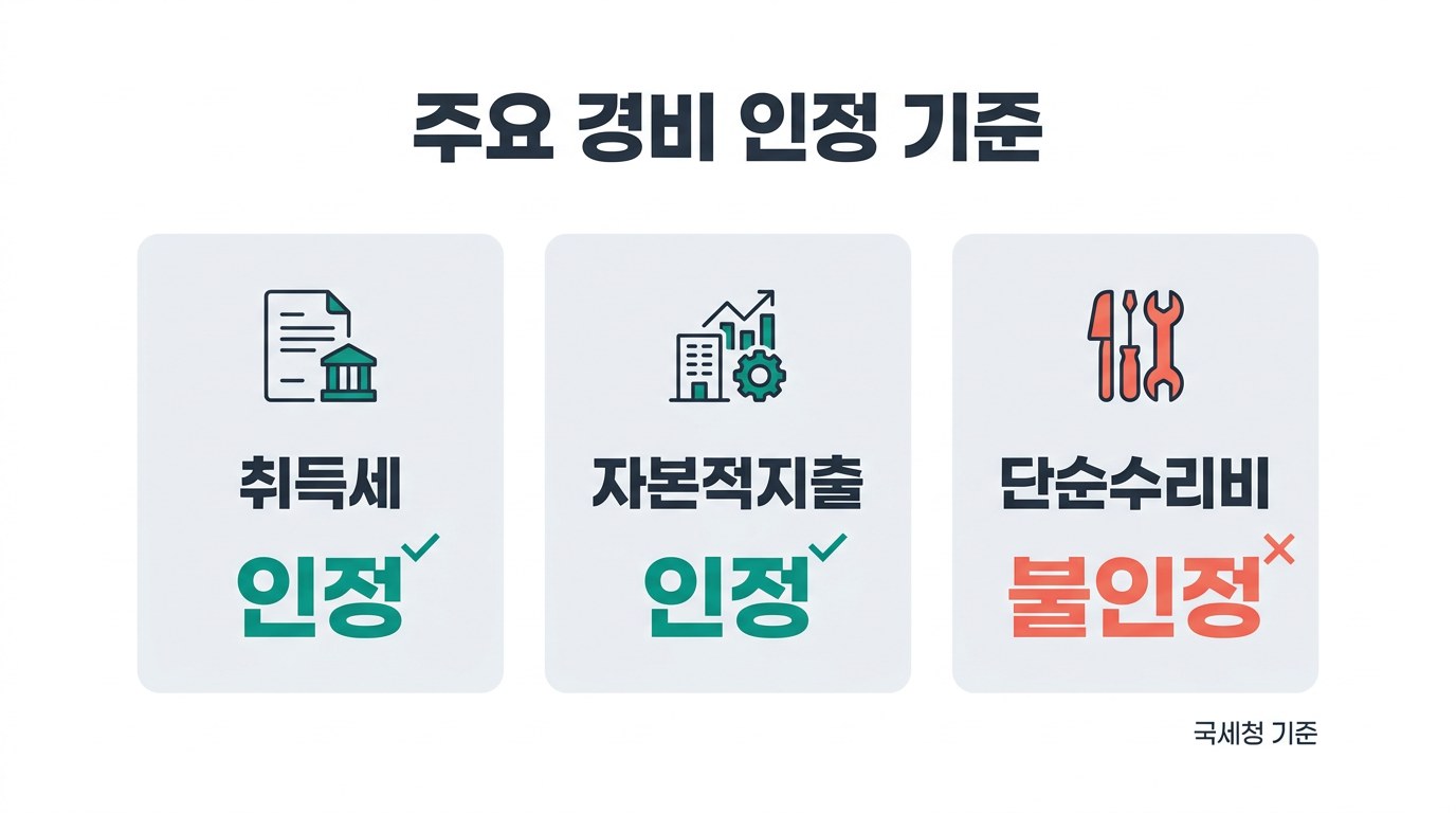 상가 양도소득세 계산기 주요 경비 인정 기준