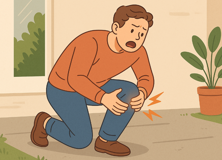 무릎통증을 느끼는 남자