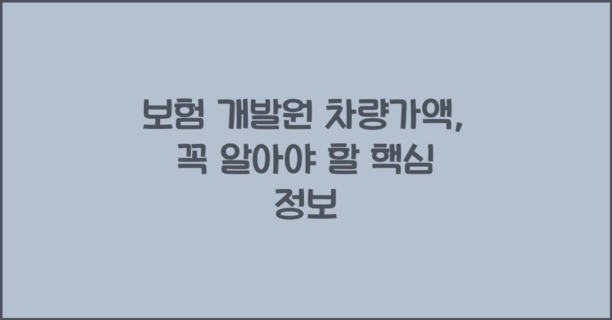 보험 개발원 차량가액