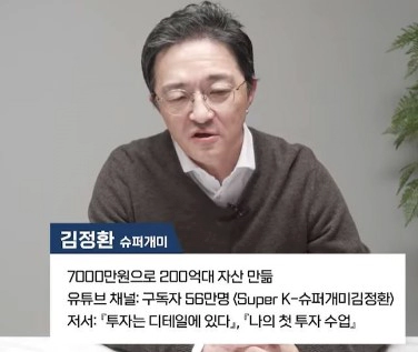 김정환 슈퍼개미 유튜브 충격 근황