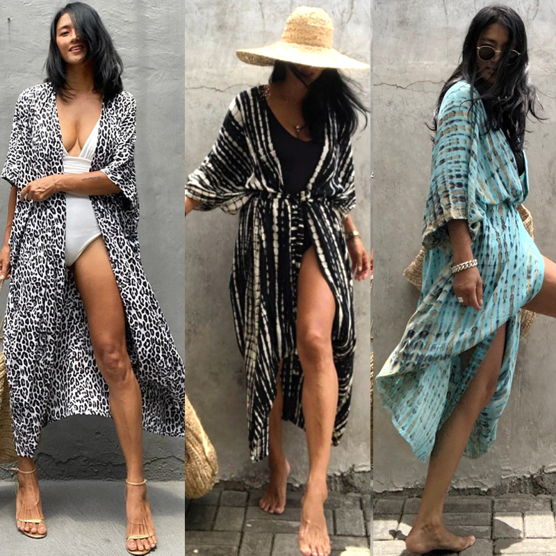 나염 롱 로브 원피스 55-110까지 빅사이즈 비치 가운 가디건 여름