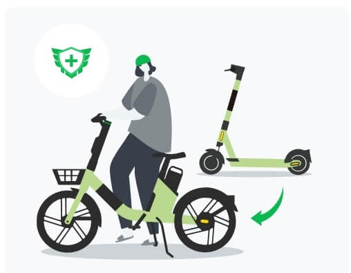지쿠터 전동 킥보드에서 자전거로 환승하는 모습