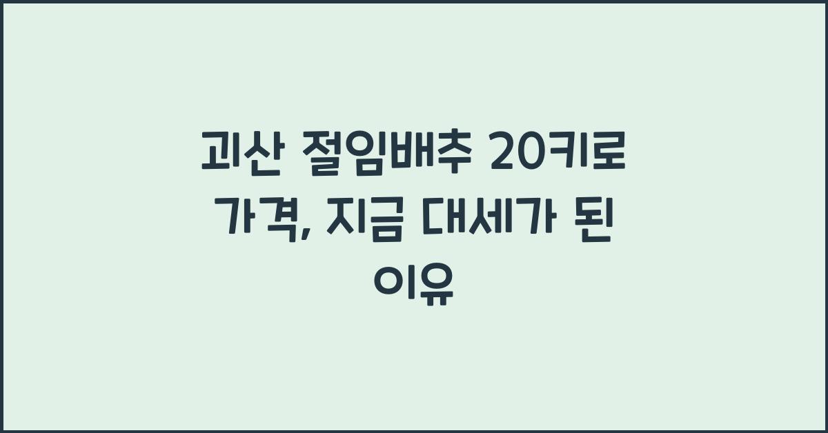 괴산 절임배추 20키로 가격