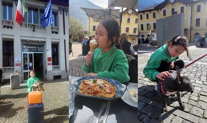 베르니나 티라노 기차역, 티라노에서의 점심, 티라노에서 만난 강아지.