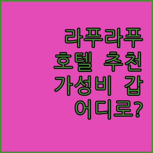 라푸라푸 호텔 선택 고민 끝! 가격 