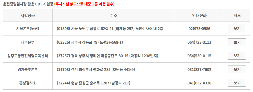 화물운송종사 시험 방문접수 장소