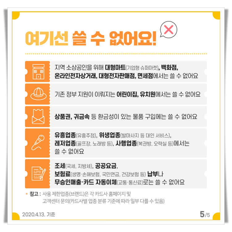 아동돌봄쿠폰 사용불가능 가맹점 업종